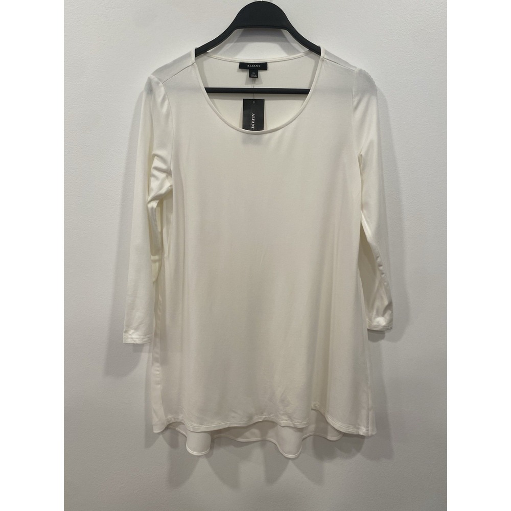 Alfani Blouse ESS TEE Ivory Blouse XS Work Wear Top Flowy NWT Lightweight Classy